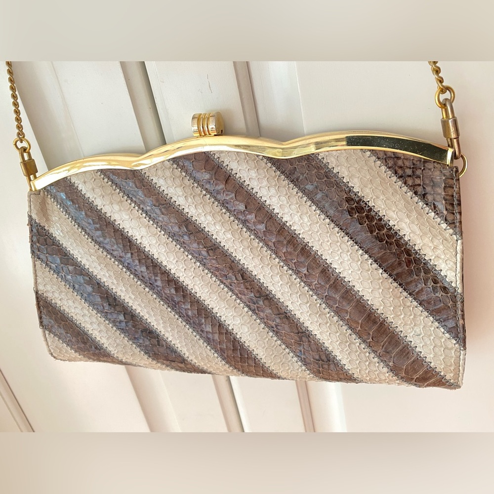Vintage snakeskin clutch handbag shoulder bag